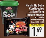 Nissin Big Soba Cup Noodles oder Sam Yang Instant Nudeln von Nissin oder Sam Yang im aktuellen EDEKA Prospekt für 1,49 €