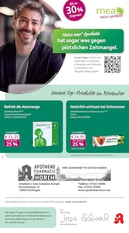 Aktueller mea - meine apotheke Prospekt (Frickenhausen, 4 Seiten zum blättern mea - meine apotheke Prospekt Unsere November-Angebote mit 4 Seiten