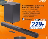 Aktuelle Fernseher Angebote bei expert in Schweinfurt Aktuelles Soundbar mit Subwoofer BAR 2.1 Deep Bass Angebot bei expert in Schweinfurt ab 229,00 €