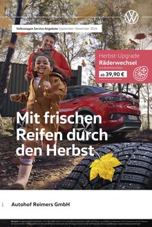 Aktueller Volkswagen Prospekt "Mit frischen Reifen durch den Herbst" Seite 1 von 1 Seite für Hamburg