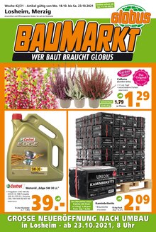 Globus-Baumarkt Prospekt für Losheim am See mit 20 Seiten Globus-Baumarkt Prospekt für Losheim am See: WER BAUT BRAUCHT GLOBUS, 20 Seiten, 16.10.2021 - 23.10.2021