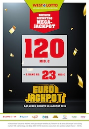 Westlotto Prospekt für Kirchen: "Diesen Dienstag Mega-Jackpot 120 Mio. € + 2. Rang rd. 23 Mio. €", 3 Seiten, 02.12.2024 - 03.12.2024