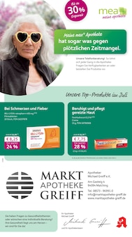 Aktueller mea - meine apotheke Prospekt "Unsere Juli-Angebote" Seite 1 von 4 Seiten