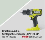 Brushless Akku-Schlagbohrschrauber „RPD18X-0“ Angebote bei toom Baumarkt Bünde für 149,99 €