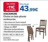 Chaise en bois pliante rembourrée - STACKMORE en promo chez Costco Noisy-le-Grand à 43,99 €