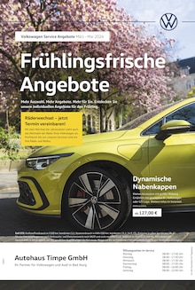 Aktueller Volkswagen Prospekt "Frühlingsfrische Angebote" Seite 1 von 1 Seite für Bad Iburg