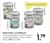 Aktuelle Katzenfutter Angebote bei BayWa Bau- und Gartenmärkte in Nürnberg Aktuelles Katzenfutter „LandFleisch“ Angebot bei BayWa Bau- und Gartenmärkte in Nürnberg ab 1,79 €