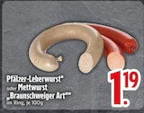 Pfälzer-Leberwurst oder Mettwurst "Braunschweiger Art" bei EDEKA im Langenaltheim Prospekt für 1,19 €