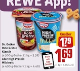 Rote Grütze Klassik oder High Protein Milchreis Angebote von Dr. Oetker bei REWE Menden für 1,69 €