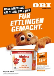 OBI Möbel & Einrichtung Prospekt der aktuellen Woche mit 12 Seiten, gültig von 09.07.2026 bis 25.07.2026, in Kämpfelbach und Umgebung Aktueller OBI Möbel & Einrichtung Prospekt in Kämpfelbach und Umgebung, "FÜR ETTLINGEN GEMACHT." mit 12 Seiten, 09.07.2026 - 25.07.2026