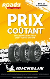 Prospectus Roady "Prix coûtant sur les pneus Michelin été et toutes saisons", 6 pages, 03/01/2023 - 28/01/2023