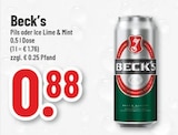 Pils oder Ice Lime & Mint von Beck's im aktuellen Trinkgut Prospekt