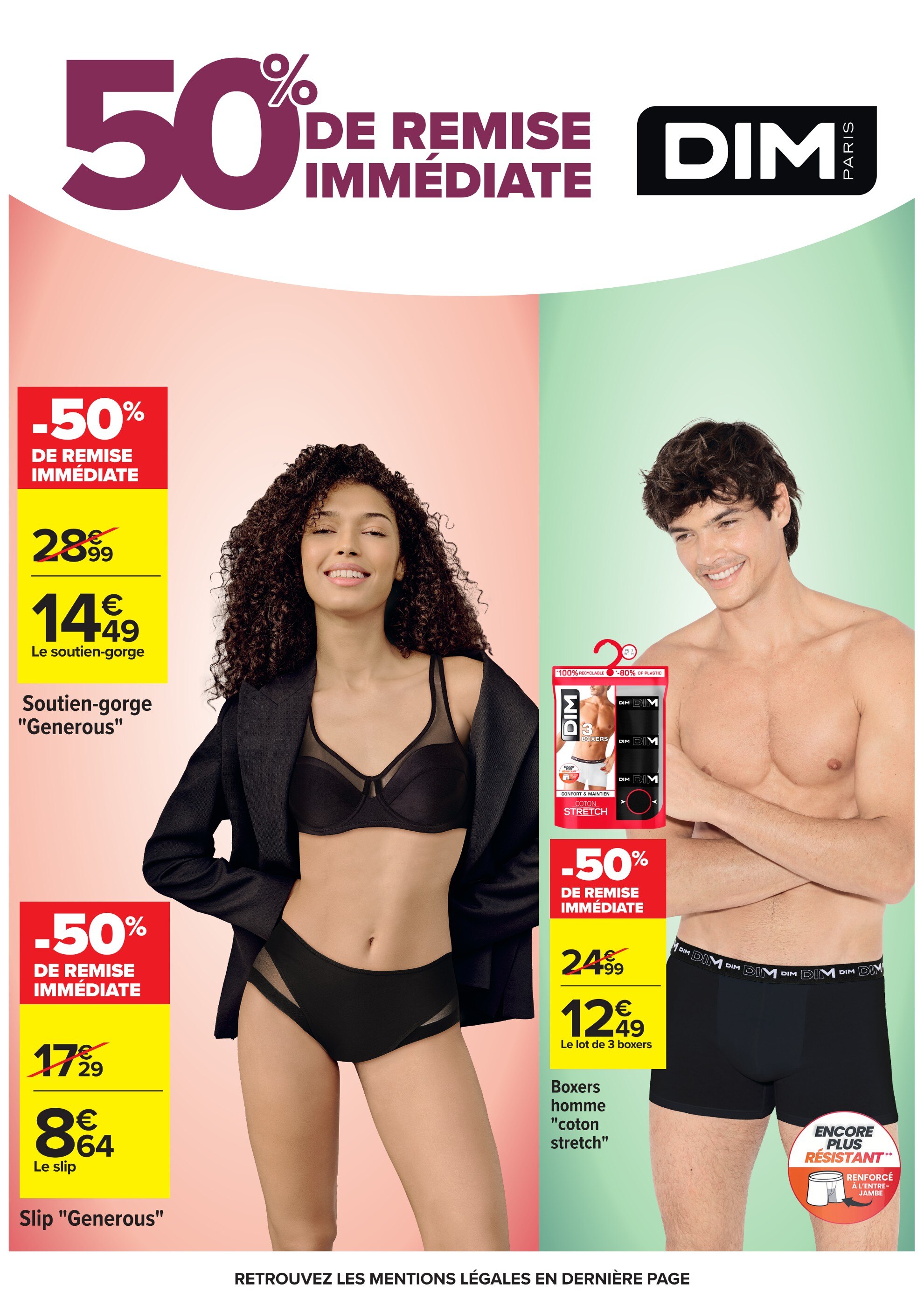 Boxer Homme DIM En Coton Stretch - Lot Assorti De Modèles Ultra Confort Neuf étiqueté