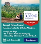 Tempel, Natur, Strand Rundreise Sri Lanka & Baden Malediven im ALDI SÜD Prospekt Tempel, Natur, Strand Rundreise Sri Lanka & Baden Malediven von im aktuellen ALDI SÜD Prospekt für 3.399,00 €