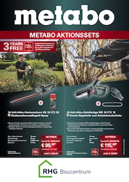 RHG Baucentrum Prospekt für Niederdorf: "Metabo-Aktionssets – Jetzt ZUGREIFEN!", 4 Seiten, 23.05.2024 - 31.03.2025