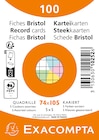 Pack de 100 fiches Bristol quadrillé 5x5 - A7 (74x105) - petits carreaux - assorties sous film à Bureau Vallée dans Meribel les Allues Pack de 100 fiches Bristol quadrillé 5x5 - A7 (74x105) - petits carreaux - assorties sous film à Bureau Vallée dans Meribel les Allues