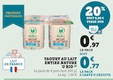 Yaourt au lait entier nature - U Bio dans le catalogue U Express