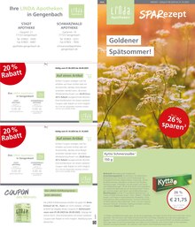 LINDA Premiumapotheke Prospekt der Woche "Aktuelle Angebote" Seite 1, 01.09.2025 bis 31.10.2025 für Gengenbach Aktueller LINDA Premiumapotheke Prospekt "Aktuelle Angebote" Seite 1 von 3 Seiten für Gengenbach