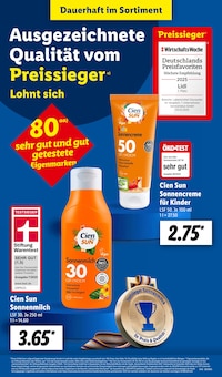 Sonnencreme Angebot im Lidl Prospekt, gültig von 14.07.2025 bis 19.07.2025 Sonnencreme Angebot im aktuellen Lidl Prospekt auf Seite 15