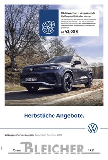 Aktueller Volkswagen Prospekt "Herbstliche Angebote." für Friedrichshafen Aktueller Volkswagen Prospekt für Friedrichshafen mit Seite