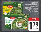 EDEKA Wollbach - Würz-Spinat mit Zwiebeln Angebot im Prospekt Würz-Spinat mit Zwiebeln bei EDEKA im Wollbach Prospekt für 1,79 €