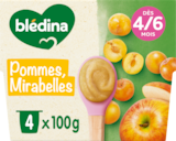 COUPELLES FRUITS POMMES MIRABELLES DÈS 4/6 MOIS - BLÉDINA dans le catalogue Netto