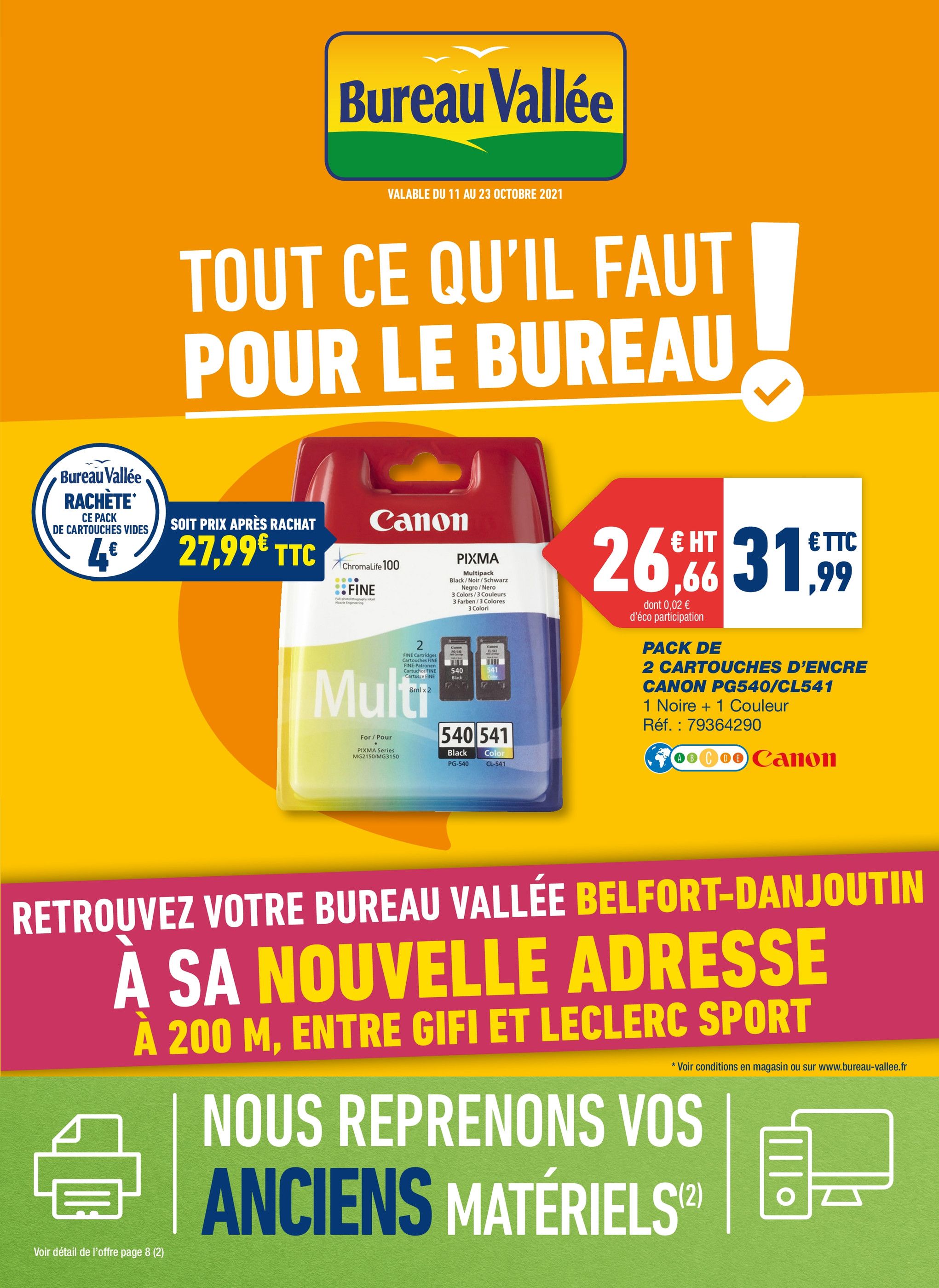 Catalogue Bureau Vallée à La Pomponnette, avec 8 pages Prospectus Bureau Vallée à La Pomponnette, "Tout ce qu'il faut pour le bureau !", 8 pages, 11/10/2021 - 23/10/2021