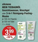 MEIN TEEBAUMÖL Gesichtswasser, Waschgel oder 3-in-1 Reinigung-Peeling-Maske im V-Markt Prospekt MEIN TEEBAUMÖL Gesichtswasser, Waschgel oder 3-in-1 Reinigung-Peeling-Maske von alkmene im aktuellen V-Markt Prospekt für 3,99 €