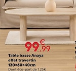 Table basse Anaya effet travertin en promo chez Maxi Bazar Paris à 99,99 €