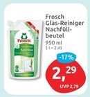 Glas-Reiniger Nachfüll-beutel von Frosch für 2,29 € bei budni im Angebot Glas-Reiniger Nachfüll-beutel von Frosch im aktuellen budni Prospekt