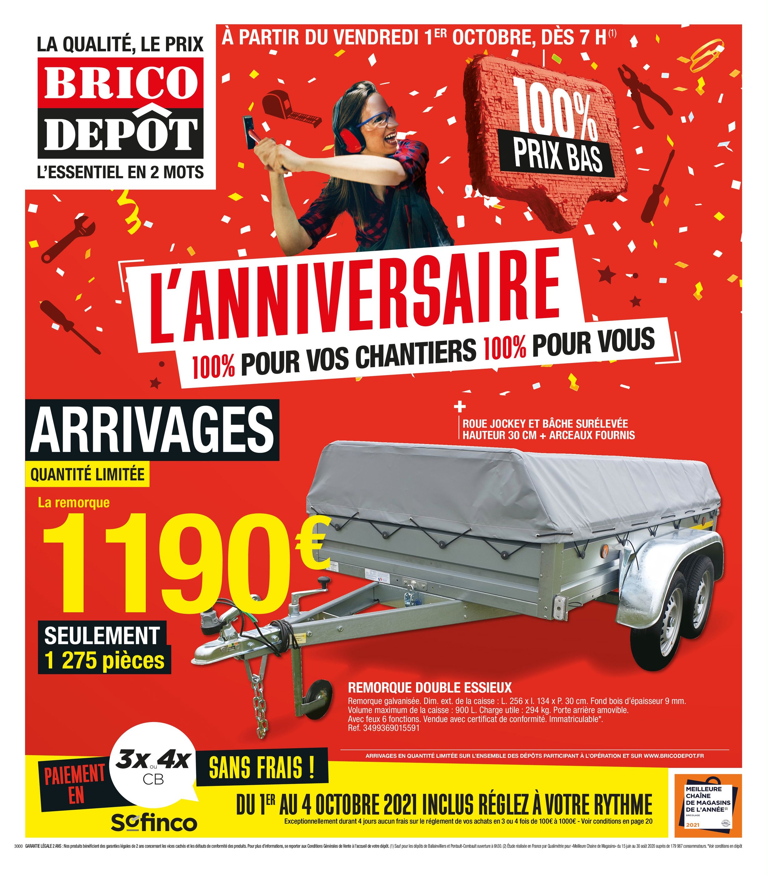 Catalogue Brico Dépôt à Suresnes, avec 20 pages Prospectus Brico Dépôt à Suresnes, "L'anniversaire, 100% pour vos chantiers, 100% pour vous", 20 pages, 01/10/2021 - 21/10/2021