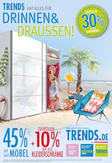 Aktueller Trends Prospekt "TRENDS hat alles für Drinnen & Draußen - 30% zusätzlich auf Gartenmöbel" Seite 1 von 12 Seiten