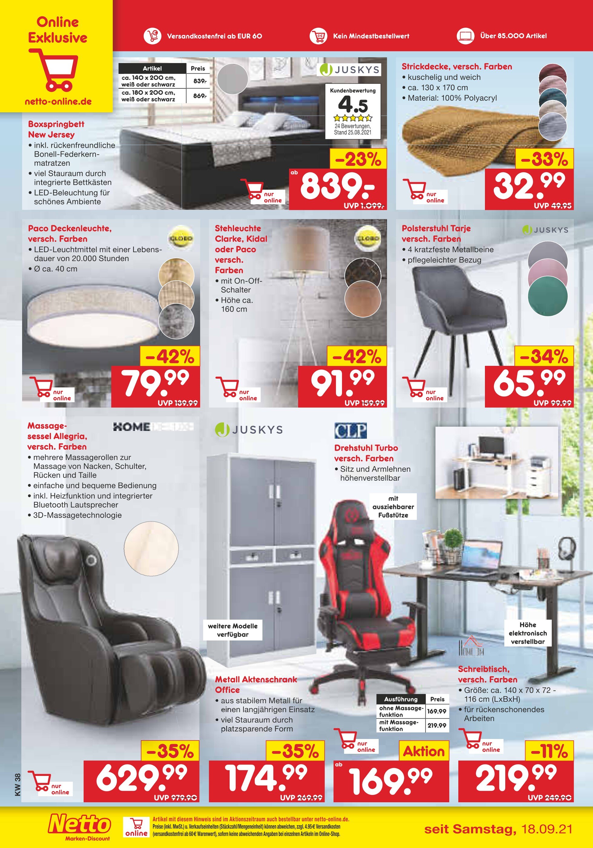 Netto Marken-Discount Prospekt für Drahnsdorf mit 1 Seite Netto Marken-Discount Prospekt für Drahnsdorf: "Online Wochenhighlights", 1 Seite, 18.09.2021 - 26.09.2021