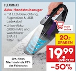 Akku-Handstaubsauger im Angebot bei Netto Marken-Discount in Eberswalde Akku-Handstaubsauger Angebote von CLEANMAXX bei Netto Marken-Discount Eberswalde für 19,99 €
