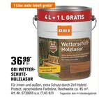 Aktuelles Obi Wetterschutz-Holzlasur Angebot bei OBI in Krefeld ab 36,99 €