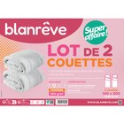 Lot de 2 couettes chaudes Blanrêve - BLANREVE en promo chez Carrefour Soissons à 24,99 €