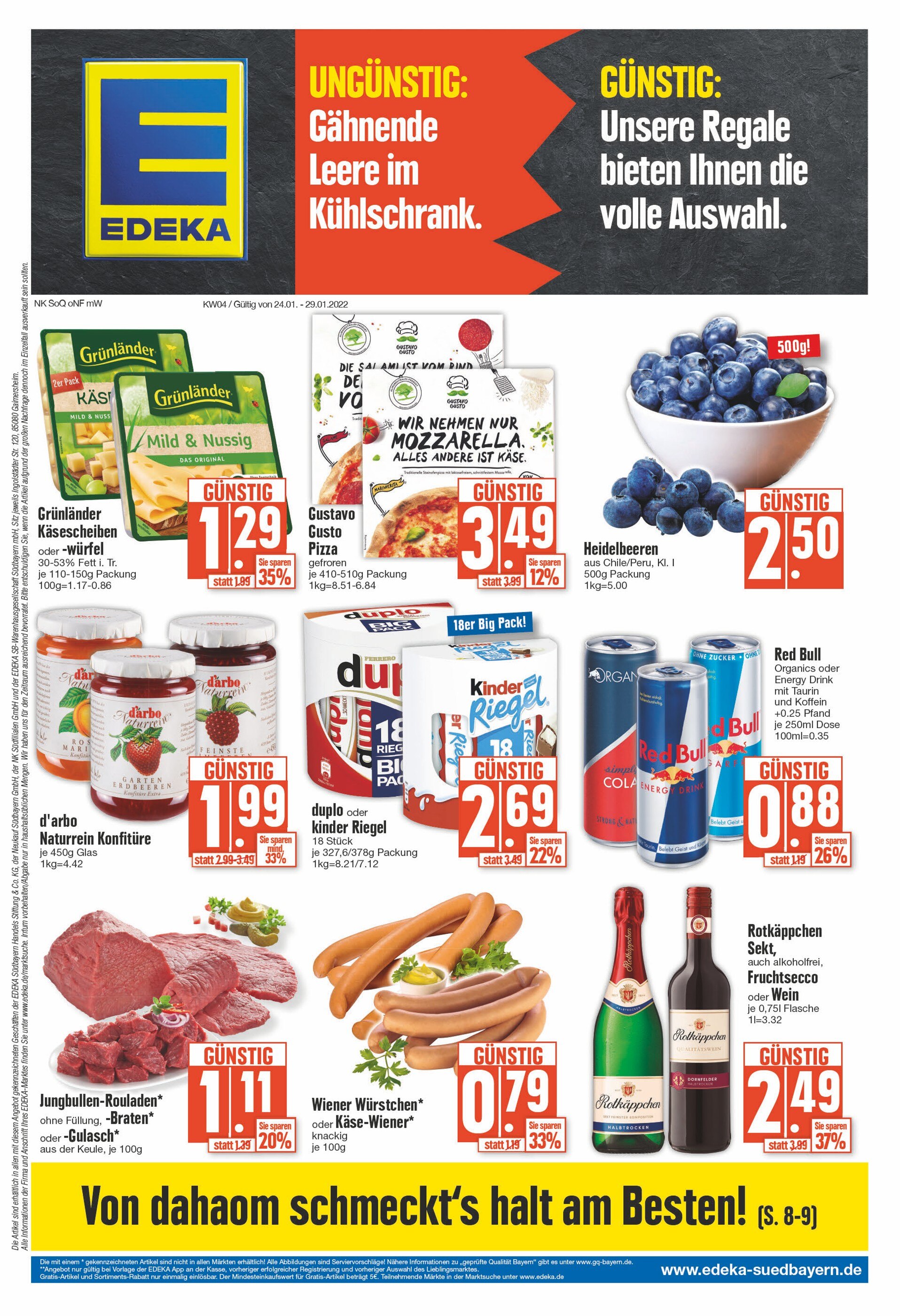EDEKA Prospekt für Weingarten mit 20 Seiten EDEKA Prospekt für Weingarten: "Unsere Regale bieten Ihnen die volle Auswahl.", 20 Seiten, 24.01.2022 - 29.01.2022