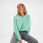 Gilet manches longues boutonné vert femme - La Halle Gilet manches longues boutonné vert femme à 14,99 € dans le catalogue La Halle