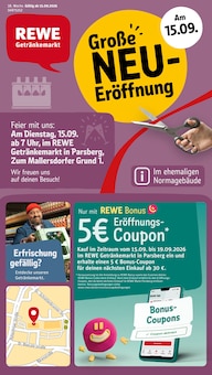 REWE Parsberg Prospekt der aktuellen Woche, gültig von 14.09.2026 bis 19.09.2026 Aktueller REWE Parsberg Prospekt "Dein Markt" mit 34 Seiten