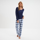 Ensemble pyjama 2 pièces coton blanc femme en promo chez La Halle Suresnes à 18,19 €
