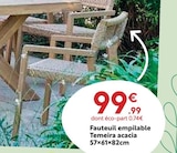 Fauteuil empilable Temeira acacia - HESPÉRIDE en promo chez Maxi Bazar Fauteuil empilable Temeira acacia - HESPÉRIDE dans le catalogue Maxi Bazar