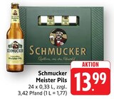 Meister Pils im Angebot bei EDEKA in Darmstadt Meister Pils Angebote von Schmucker bei EDEKA Darmstadt für 13,99 €