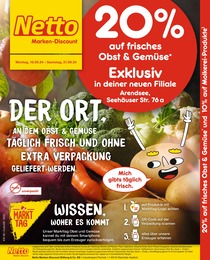 Netto Marken-Discount Prospekt für Arendsee: "20% auf frisches Obst und Gemüse", 4 Seiten, 16.09.2024 - 21.09.2024