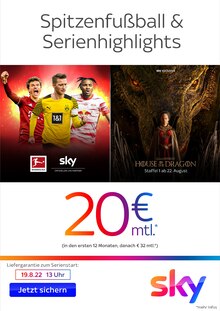 Aktueller Sky Prospekt Aktueller Sky Prospekt "Spitzenfußball & Serienhighlights" mit 1 Seite