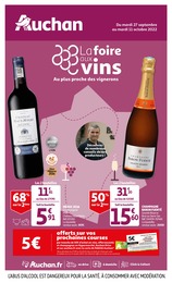Catalogue Auchan du moment, 27/09/2022 - 11/10/2022 Prospectus Auchan en cours, "La foire aux vins, au plus proche des vignerons", 72 pages