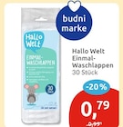 Einmal-Waschlappen von Hallo Welt für 0,79 € bei budni im Angebot Einmal-Waschlappen von Hallo Welt im aktuellen budni Prospekt