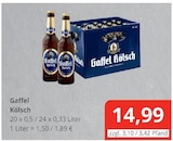 Kölsch im Angebot bei Getränkewelt Dünnwald in Köln Kölsch Angebote von Gaffel bei Getränkewelt Dünnwald Köln für 14,99 €