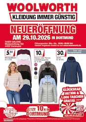 Jacke im Woolworth Prospekt in Hagen Aktueller Woolworth Prospekt mit Jacke, "NEUERÖFFNUNG IN DORTMUND", Seite 1