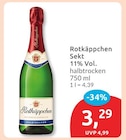 Sekt 11% Vol. halbtrocken von Rotkäppchen für 3,29 € bei budni im Angebot Sekt 11% Vol. halbtrocken von Rotkäppchen im aktuellen budni Prospekt