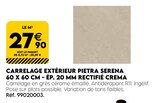 Promo Carrelage Extérieur Pietra Serena 60 x 60 cm - Ép. 20 mm Rectifié Crema à 27,90 € dans le catalogue Tout Faire à Six-Fours-les-Plages